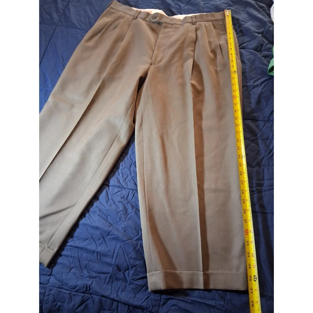 Paul Dione Dress Pants Men's Size 40 100% Wool Pleated Cuffed Made in Canada‎
